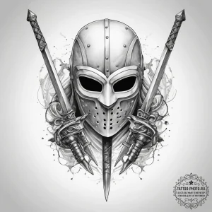 Tattoo sketch fencing sword and mask - эскиз тату (№1757901463_0, 15.09.2025 01:57) — tattoo-photo.ru