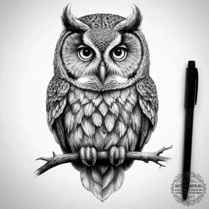 Tattoo sketch great gray owl - эскиз тату (№1757901848_0, 15.09.2025 02:04) — tattoo-photo.ru