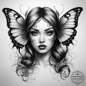 Tattoo sketch butterfly girl tattoo, tattoo d... - эскиз тату (№1757907165_0, 15.09.2025 03:32) — tattoo-photo.ru