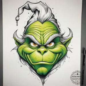 Tattoo sketch the grinch with an eye, concept... - эскиз тату (№1757910135_0, 15.09.2025 04:22) — tattoo-photo.ru