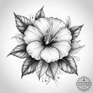 Tattoo sketch rose mallow - эскиз тату (№1757911119_0, 15.09.2025 04:38) — tattoo-photo.ru