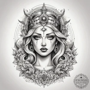 Tattoo sketch holy representation, tattoo lin... - эскиз тату (№1757912700_0, 15.09.2025 05:05) — tattoo-photo.ru