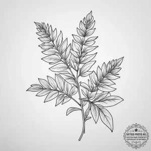Tattoo sketch oregano sprig, tattoo line art,... - эскиз тату (№1757913483_0, 15.09.2025 05:18) — tattoo-photo.ru