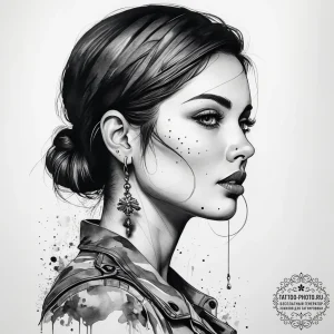 Tattoo sketch soldier with an earring, tattoo... - эскиз тату (№1757915442_0, 15.09.2025 05:50) — tattoo-photo.ru