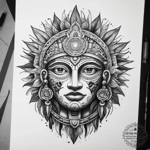 Tattoo sketch inca sun god, ink illustration... - эскиз тату (№1757916419_0, 15.09.2025 06:06) — tattoo-photo.ru