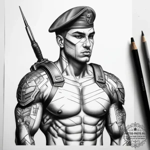 Tattoo sketch soldier with a brush, tattoo dr... - эскиз тату (№1757917014_0, 15.09.2025 06:16) — tattoo-photo.ru