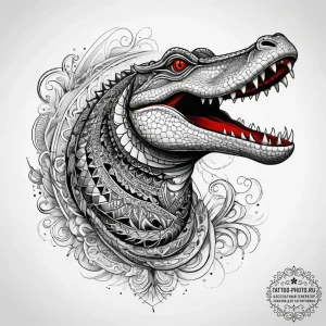 Tattoo sketch alligator, concept art for tatt... - эскиз тату (№1757919221_0, 15.09.2025 06:53) — tattoo-photo.ru