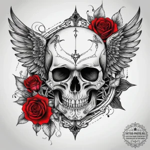 Tattoo sketch goth skull with dark wings, tat... - эскиз тату (№1757921361_0, 15.09.2025 07:29) — tattoo-photo.ru