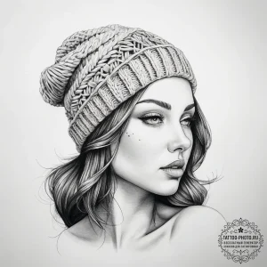 Tattoo sketch knitting a hat - эскиз тату (№1757921554_0, 15.09.2025 07:32) — tattoo-photo.ru