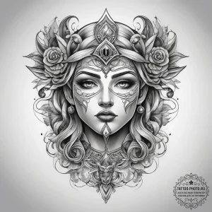 Tattoo sketch holy myth, ink illustration for... - эскиз тату (№1757922725_0, 15.09.2025 07:52) — tattoo-photo.ru