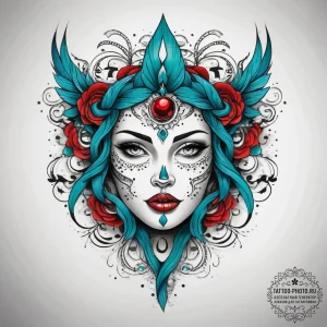 Tattoo sketch turquoise, concept art for tatt... - эскиз тату (№1757924353_0, 15.09.2025 08:19) — tattoo-photo.ru