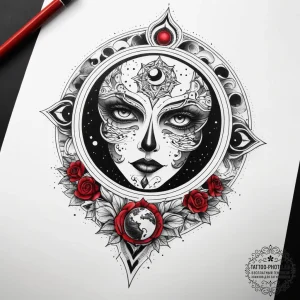 Tattoo sketch cosmic earth, tattoo flash shee... - эскиз тату (№1757924798_0, 15.09.2025 08:26) — tattoo-photo.ru