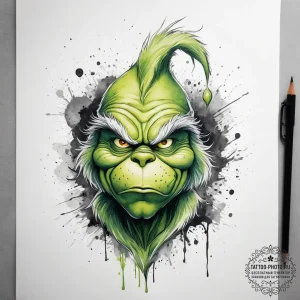 Tattoo sketch the grinch with a wing, ink ill... - эскиз тату (№1757925812_0, 15.09.2025 08:43) — tattoo-photo.ru