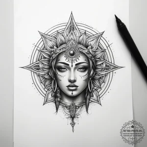 Tattoo sketch sacred soul - эскиз тату (№1757926056_0, 15.09.2025 08:47) — tattoo-photo.ru