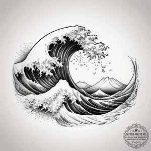 Tattoo sketch a wave pattern, tattoo line art... - эскиз тату (№1757926460_0, 15.09.2025 08:54) — tattoo-photo.ru