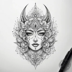 Tattoo sketch mystical essence, ink illustrat... - эскиз тату (№1757926655_0, 15.09.2025 08:57) — tattoo-photo.ru