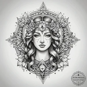 Tattoo sketch sacred mercy, tattoo flash shee... - эскиз тату (№1757927050_0, 15.09.2025 09:04) — tattoo-photo.ru