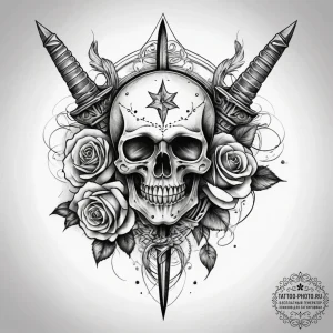 Tattoo sketch dagger, ink illustration for ta... - эскиз тату (№1757927440_0, 15.09.2025 09:10) — tattoo-photo.ru