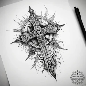 Tattoo sketch holy weapon - эскиз тату (№1757927632_0, 15.09.2025 09:13) — tattoo-photo.ru