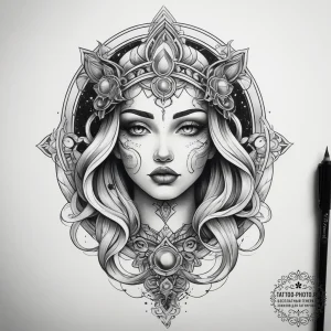 Tattoo sketch cosmic character, tattoo line a... - эскиз тату (№1757928016_0, 15.09.2025 09:20) — tattoo-photo.ru