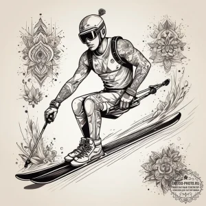 Tattoo sketch skiing person on skis, tattoo f... - эскиз тату (№1757929001_0, 15.09.2025 09:36) — tattoo-photo.ru