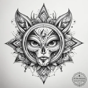 Tattoo sketch cosmic essence, artistic tattoo... - эскиз тату (№1757929198_0, 15.09.2025 09:39) — tattoo-photo.ru