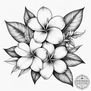Tattoo sketch plumeria flower, ink illustrati... - эскиз тату (№1757929583_0, 15.09.2025 09:46) — tattoo-photo.ru