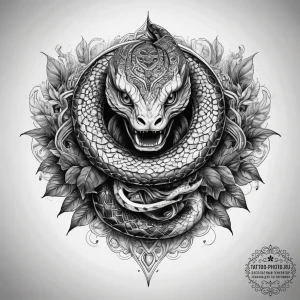 Tattoo sketch serpent with an apple, tattoo s... - эскиз тату (№1757931505_0, 15.09.2025 10:18) — tattoo-photo.ru