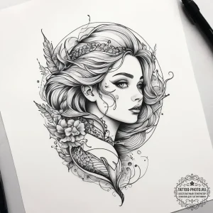 Tattoo sketch mermaid tattoo, artistic tattoo... - эскиз тату (№1757931766_0, 15.09.2025 10:22) — tattoo-photo.ru