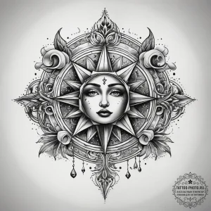 Tattoo sketch star and crescent, artistic tat... - эскиз тату (№1757932535_0, 15.09.2025 10:35) — tattoo-photo.ru