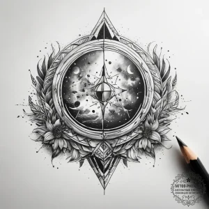 Tattoo sketch cosmic life, tattoo sketch desi... - эскиз тату (№1757935229_0, 15.09.2025 11:20) — tattoo-photo.ru