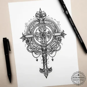 Tattoo sketch keychain with a key, tattoo dra... - эскиз тату (№1757939905_0, 15.09.2025 12:38) — tattoo-photo.ru
