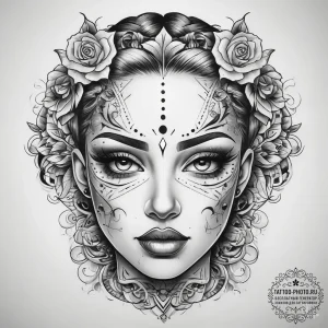 Tattoo sketch face, tattoo drawing outline, b... - эскиз тату (№1757940296_0, 15.09.2025 12:44) — tattoo-photo.ru