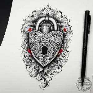 Tattoo hands with a lock, tattoo line art, on... - эскиз тату (№1757942267_0, 15.09.2025 13:17) — tattoo-photo.ru