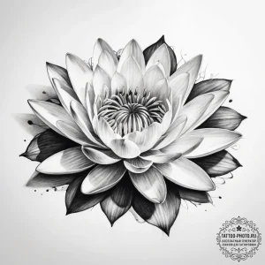 Tattoo sketch water lily flower - эскиз тату (№1757943059_0, 15.09.2025 13:30) — tattoo-photo.ru