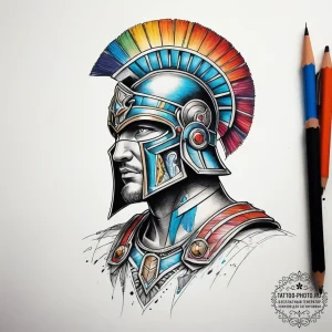 Tattoo sketch gladiator, tattoo line art, vib... - эскиз тату (№1757943251_0, 15.09.2025 13:34) — tattoo-photo.ru