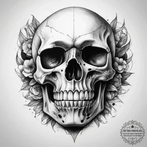 Tattoo sketch skull - эскиз тату (№1757943445_0, 15.09.2025 13:37) — tattoo-photo.ru