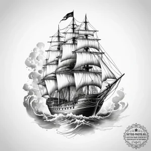 Tattoo sketch ship - эскиз тату (№1757944240_0, 15.09.2025 13:50) — tattoo-photo.ru