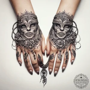 Tattoo sketch hands with a rope, tattoo flash... - эскиз тату (№1757944440_0, 15.09.2025 13:54) — tattoo-photo.ru