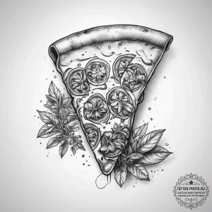 Tattoo sketch oregano with a pizza slice - эскиз тату (№1757947183_0, 15.09.2025 14:39) — tattoo-photo.ru