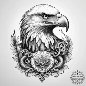 Tattoo sketch eagle holding a snake - эскиз тату (№1757947376_0, 15.09.2025 14:42) — tattoo-photo.ru