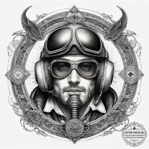 Tattoo sketch pilot airplane cockpit, concept... - эскиз тату (№1757950327_0, 15.09.2025 15:32) — tattoo-photo.ru
