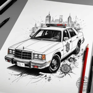 Tattoo sketch police officer police car, conc... - эскиз тату (№1757950522_0, 15.09.2025 15:35) — tattoo-photo.ru