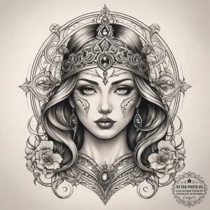 Tattoo sketch holy character, concept art for... - эскиз тату (№1757952477_0, 15.09.2025 16:07) — tattoo-photo.ru