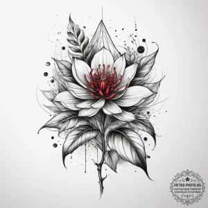 Tattoo sketch geometric plant with a line, ar... - эскиз тату (№1757953068_0, 15.09.2025 16:17) — tattoo-photo.ru