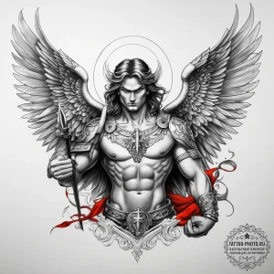 Tattoo sketch st. michael, ink illustration f... - эскиз тату (№1757954844_0, 15.09.2025 16:47) — tattoo-photo.ru