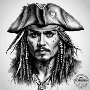 Tattoo sketch jack sparrow portrait, artistic... - эскиз тату (№1757956037_0, 15.09.2025 17:07) — tattoo-photo.ru