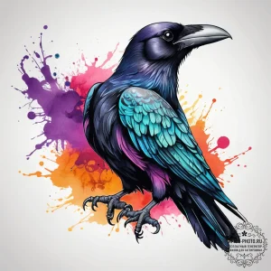 Tattoo sketch a raven with a scroll, tattoo s... - эскиз тату (№1757956821_0, 15.09.2025 17:20) — tattoo-photo.ru