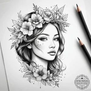 Tattoo sketch flower crown tattoo, tattoo lin... - эскиз тату (№1757960771_0, 15.09.2025 18:26) — tattoo-photo.ru
