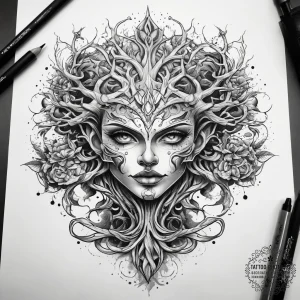 Tattoo sketch tree of good and evil, tattoo l... - эскиз тату (№1757961361_0, 15.09.2025 18:36) — tattoo-photo.ru